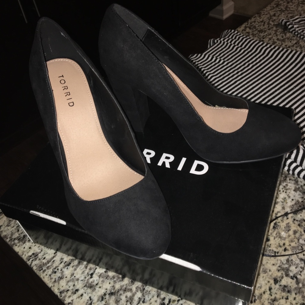 Torrid Black Suede Heels 9.5 Wide